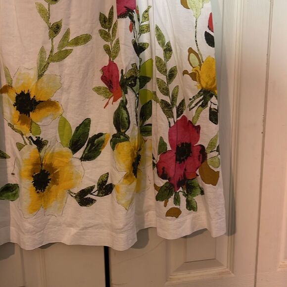 Orvis Vintage 1990s Y2K Retro Style A Line White Floral Cotton Skirt XS - Picture 5 of 15